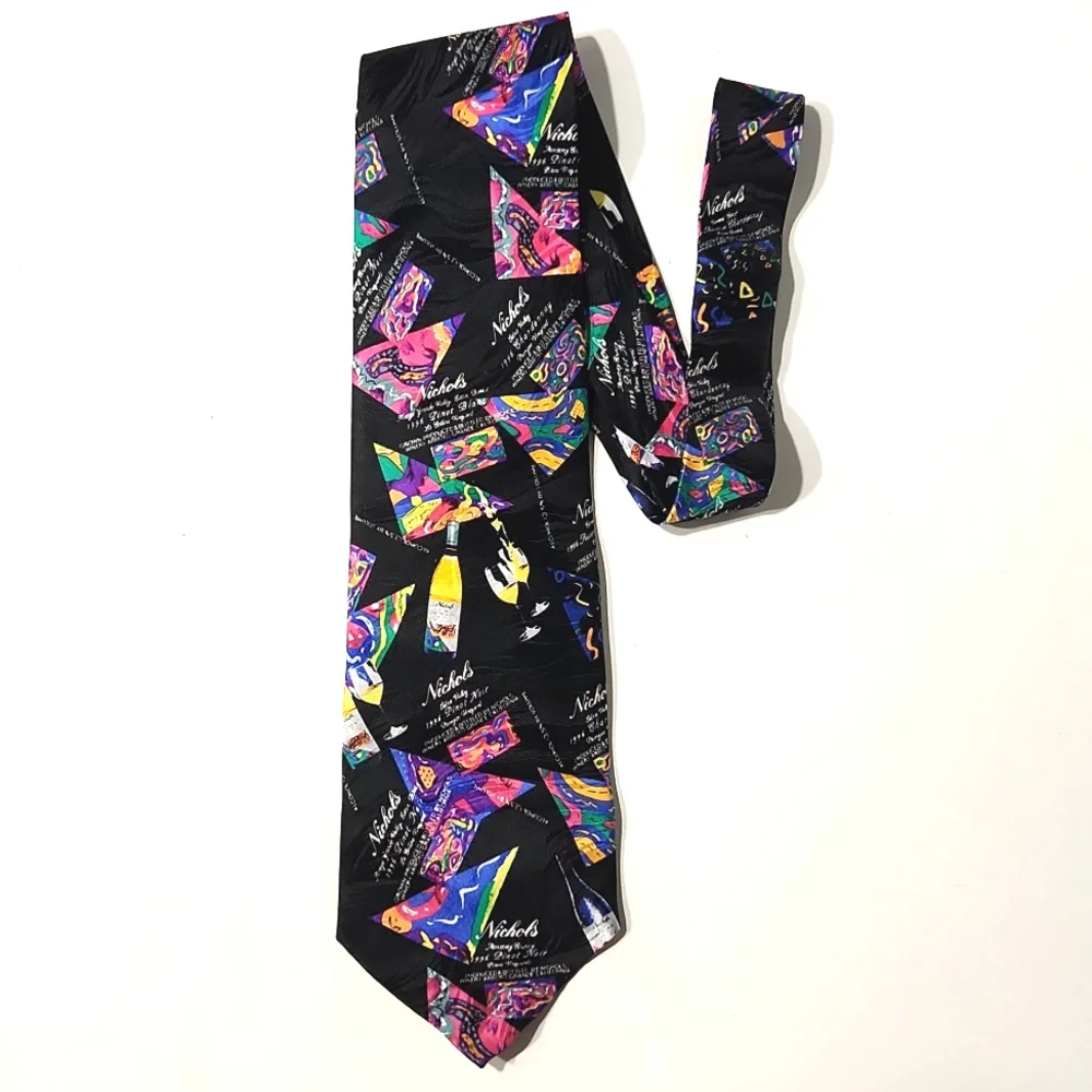90's Wine Vogue Collection Nichols Winery Silk Tie Images of a Sommelier HTF NEW